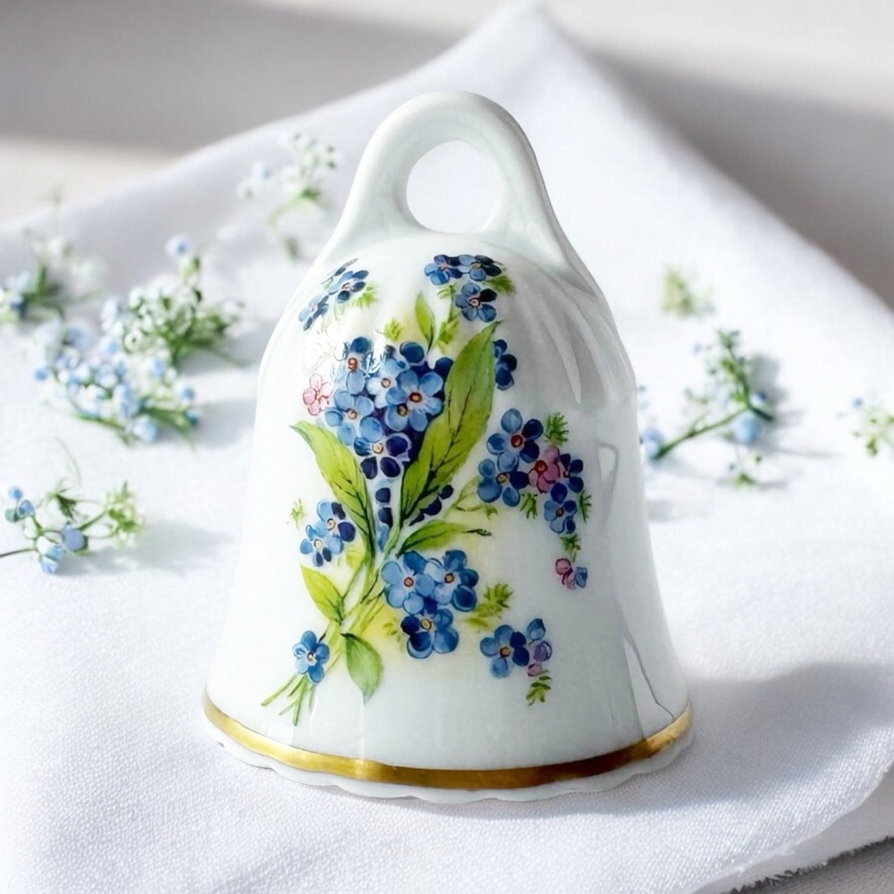 Limoges France Vintage Forget me Not Floral Bell
